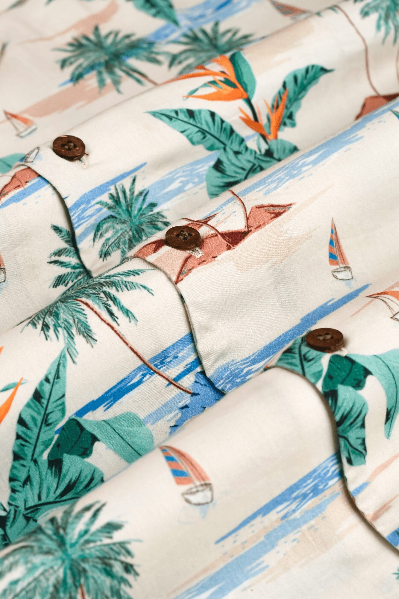 Palm Print Beige Shirt for Men - Image 3