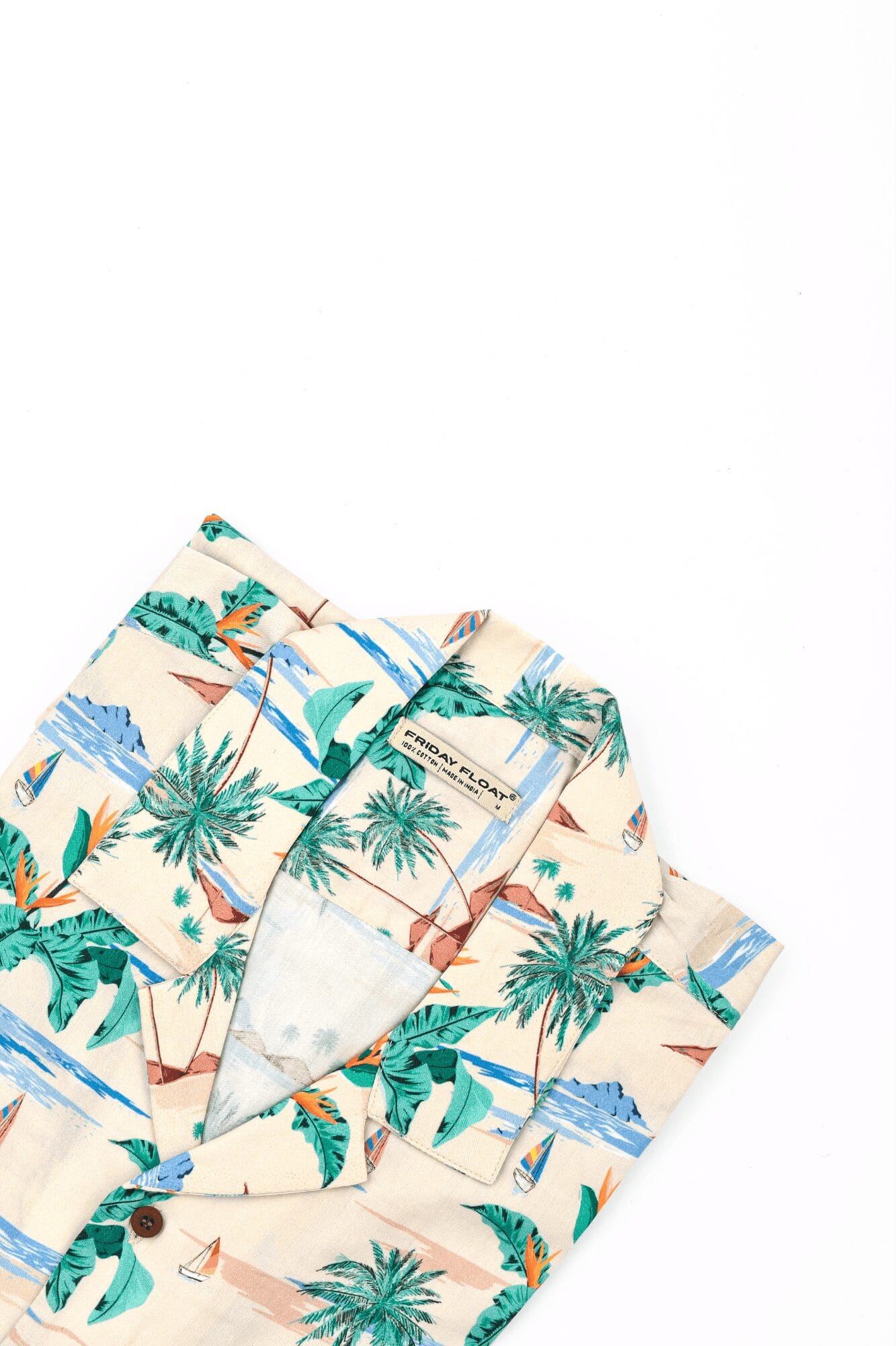Palm Print Beige Shirt for Men - Image 2