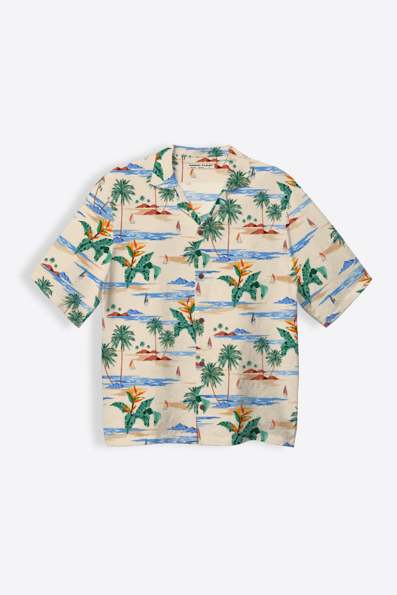 Palm Print Beige Shirt for Men