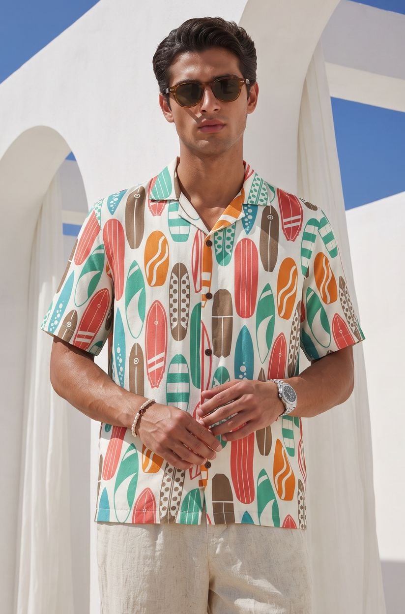 Surf Day Printed Beach Shirt for Men - Image 2