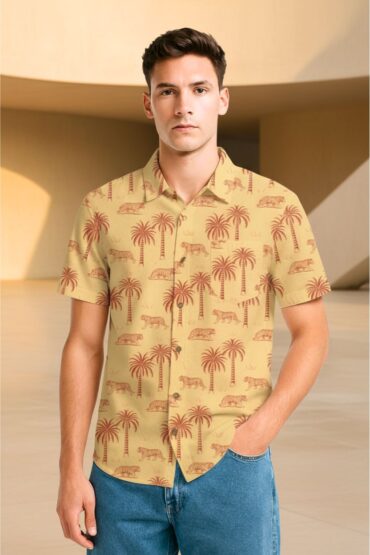 Tiger Print Resort Shirt for Men