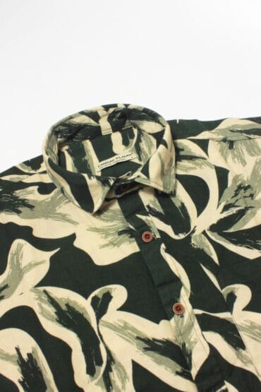 Dark Green Cotton Linen Beach Shirt