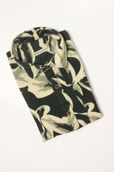 Dark Green Cotton Linen Beach Shirt