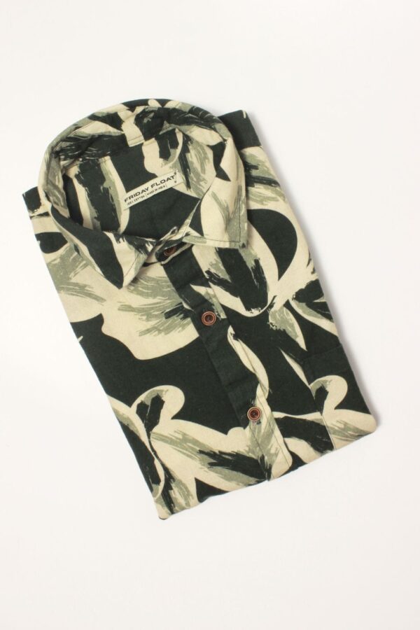 Dark Green Cotton Linen Beach Shirt