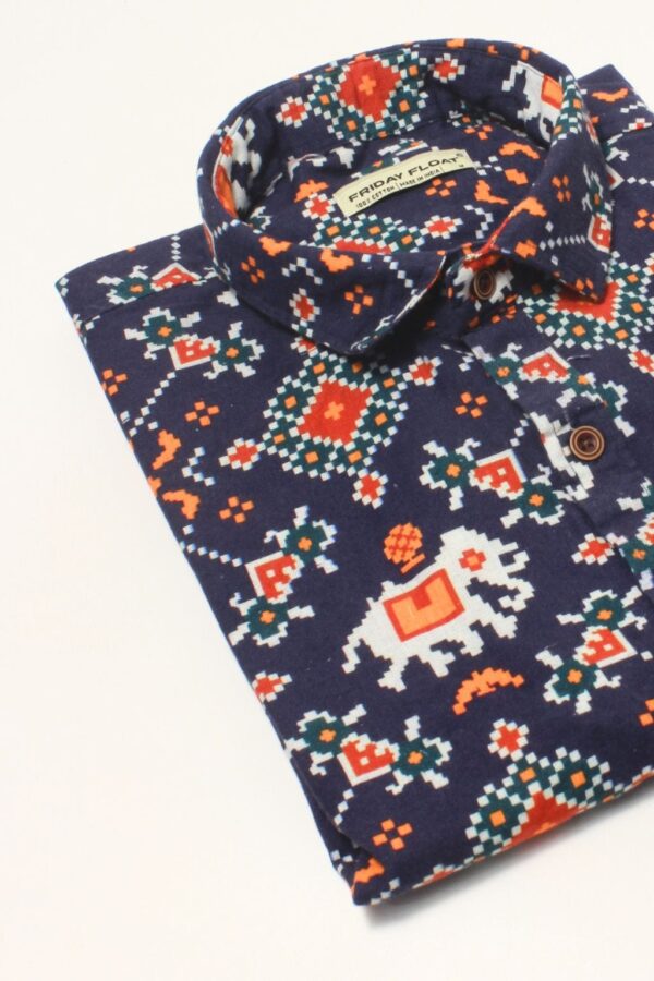 Ethnic Fusion Elephant Print Shirt