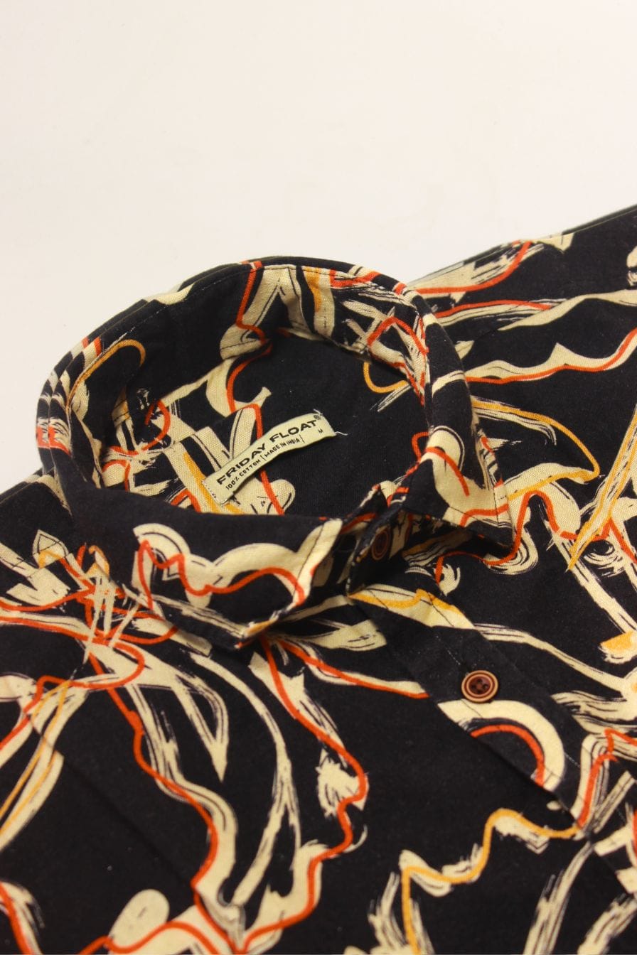 Black Floral Print Shirt for Men - Image 5