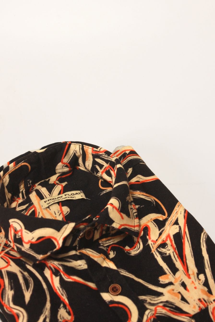 Black Floral Print Shirt for Men - Image 3