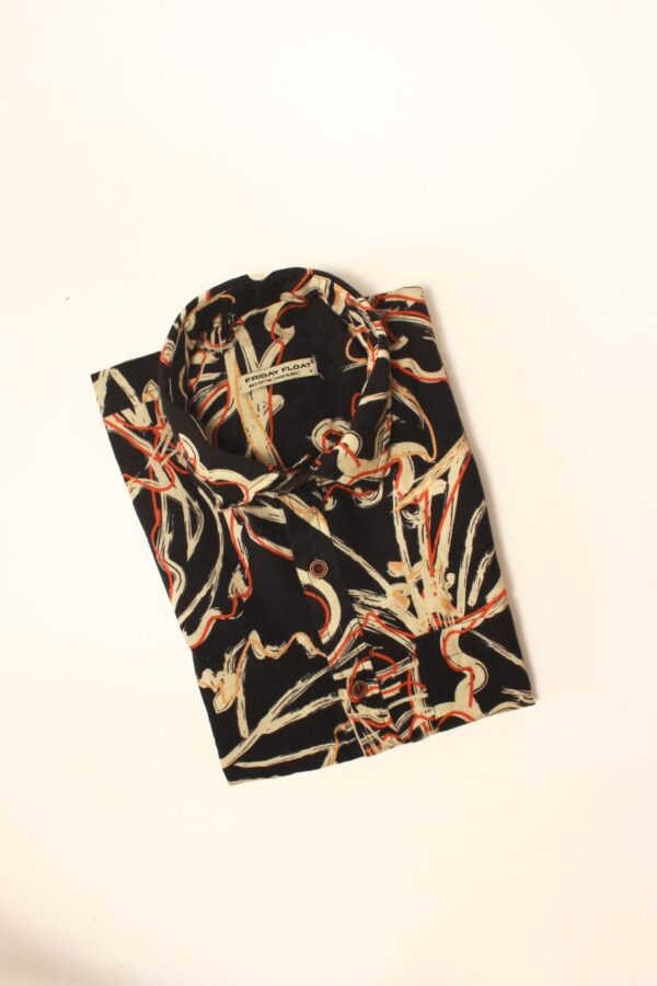 Black Floral Print Shirt for Men