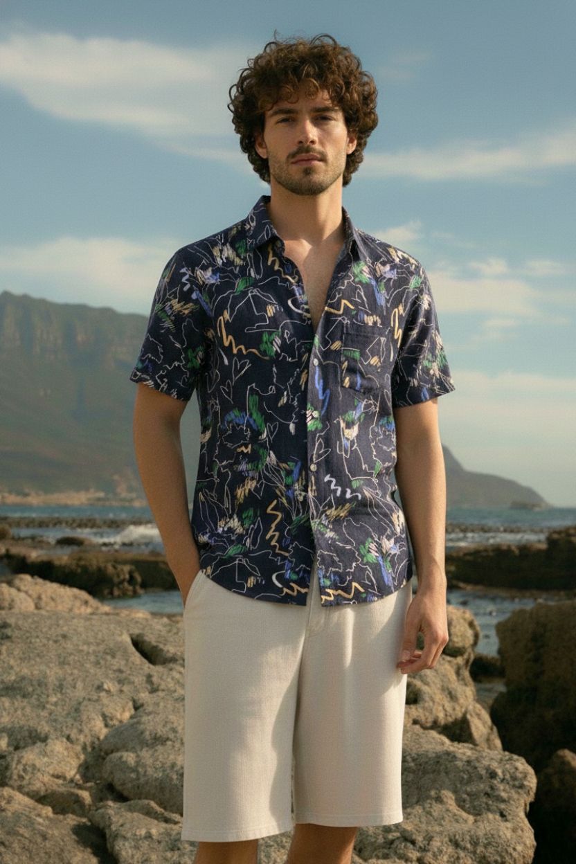 Abstract Art Drawing Men's Printed Shirt
