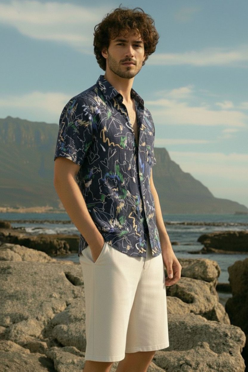 Abstract Art Drawing Men's Printed Shirt - Image 2