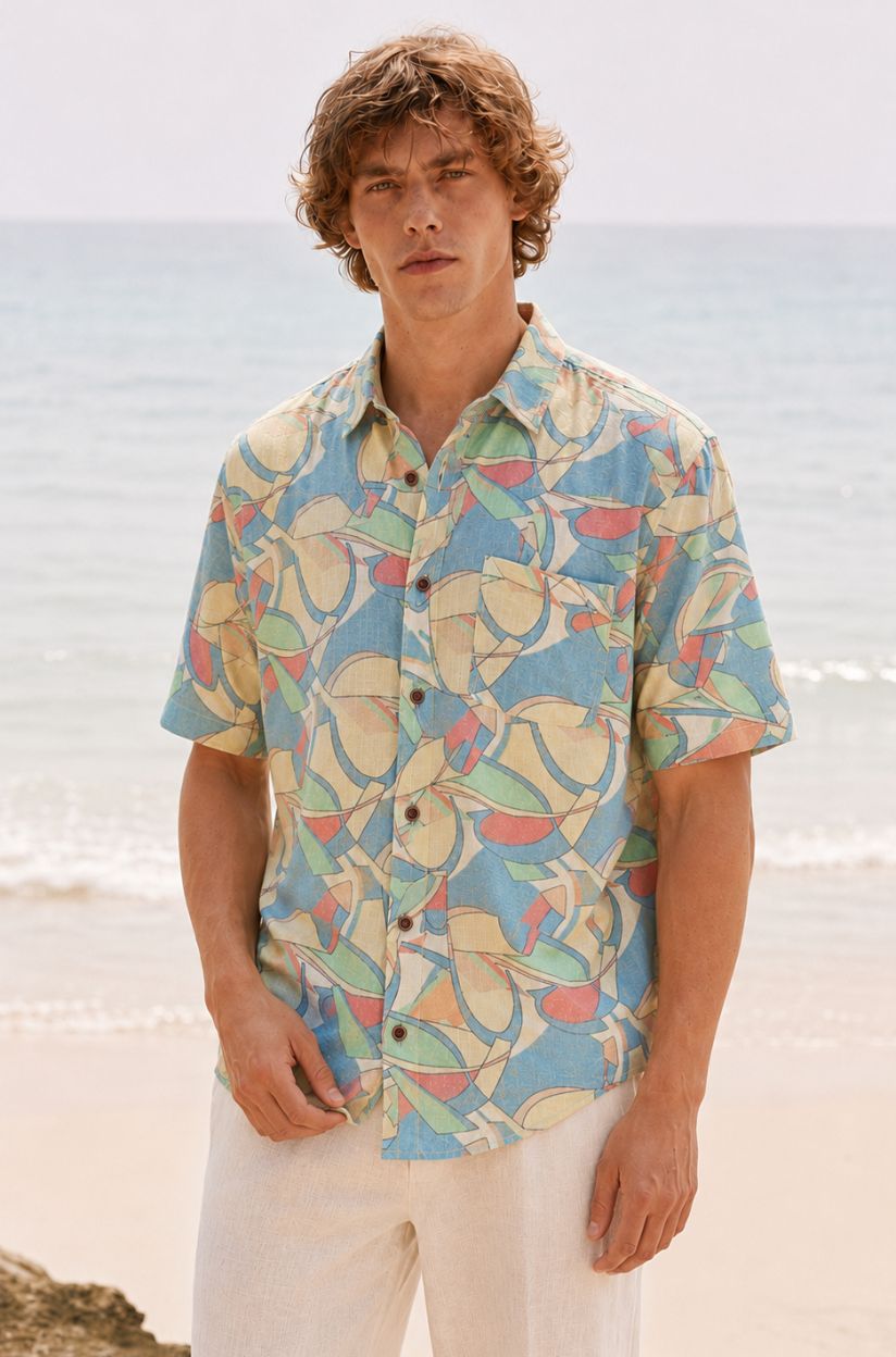 Abstract Print Shirt for Men - Image 2