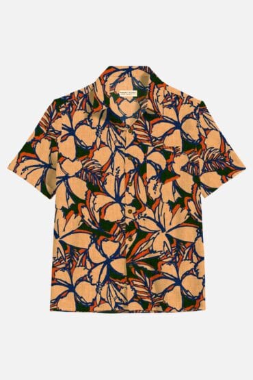 Bold Floral Print Peach Men's Shirt