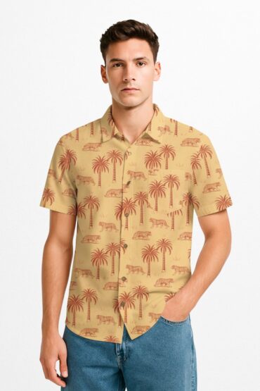 Tiger Print Resort Shirt for Men