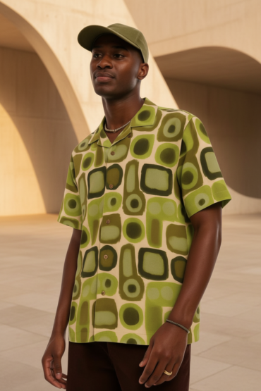 Geometric Abstract Print Beach Shirt