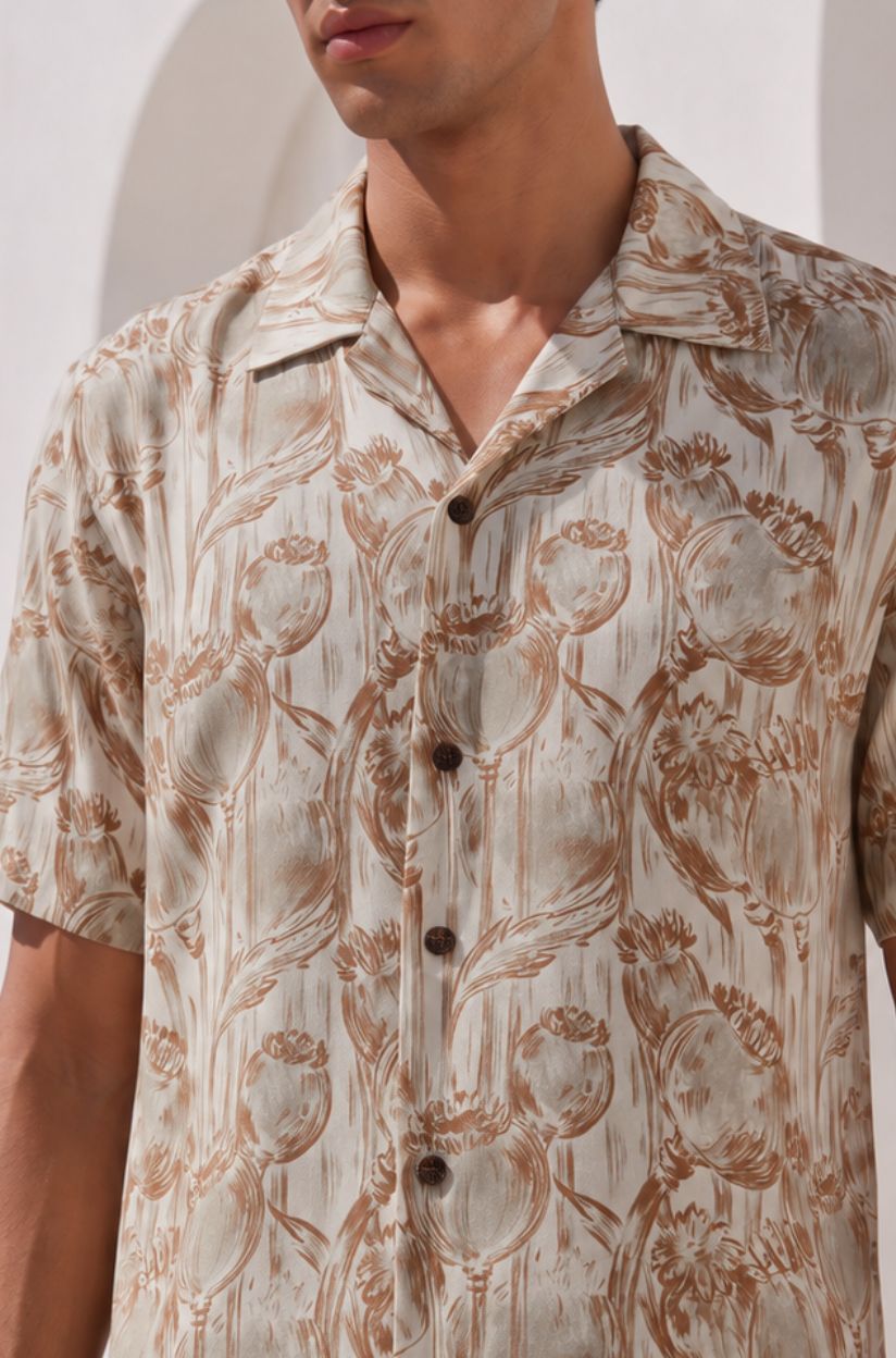 Poppy Floral Print Grey Shirt - Image 4