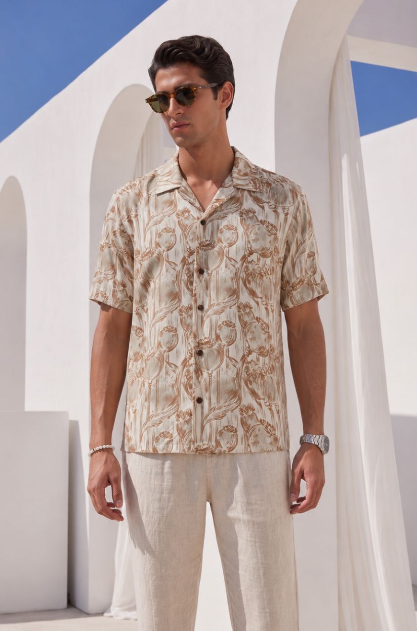 Poppy Floral Print Grey Shirt - Image 3
