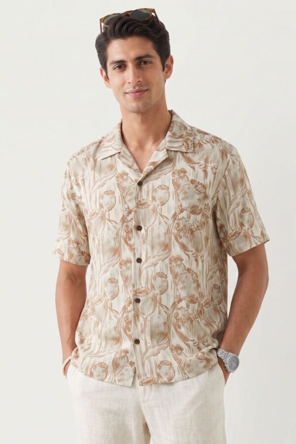 Poppy Floral Print Grey Shirt