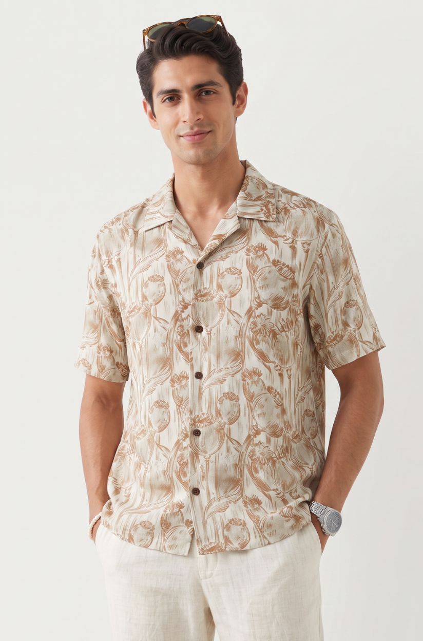 Poppy Floral Print Grey Shirt