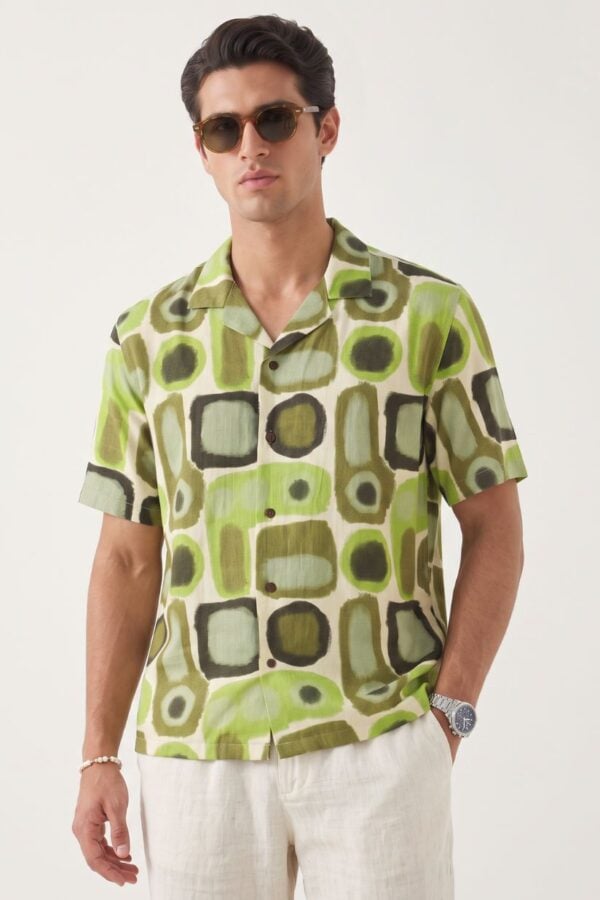 Geometric Abstract Print Beach Shirt