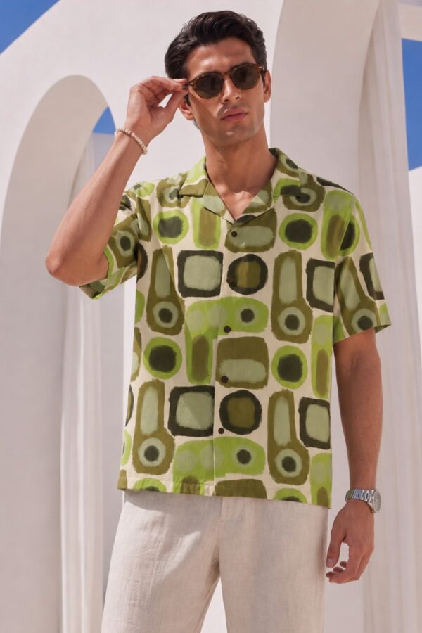 Geometric Abstract Print Beach Shirt