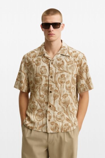 Poppy Floral Print Grey Shirt