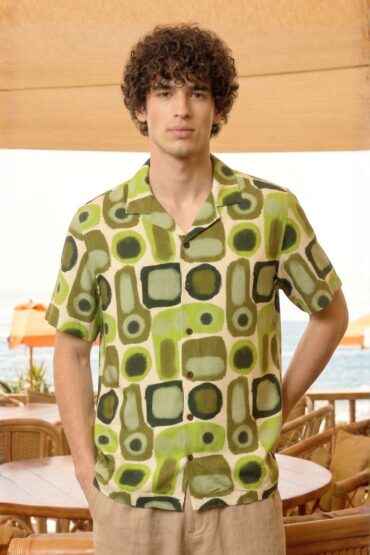 Geometric Abstract Print Beach Shirt