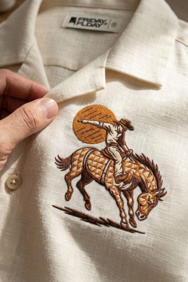Cowboy Embroidered Shirt for Men