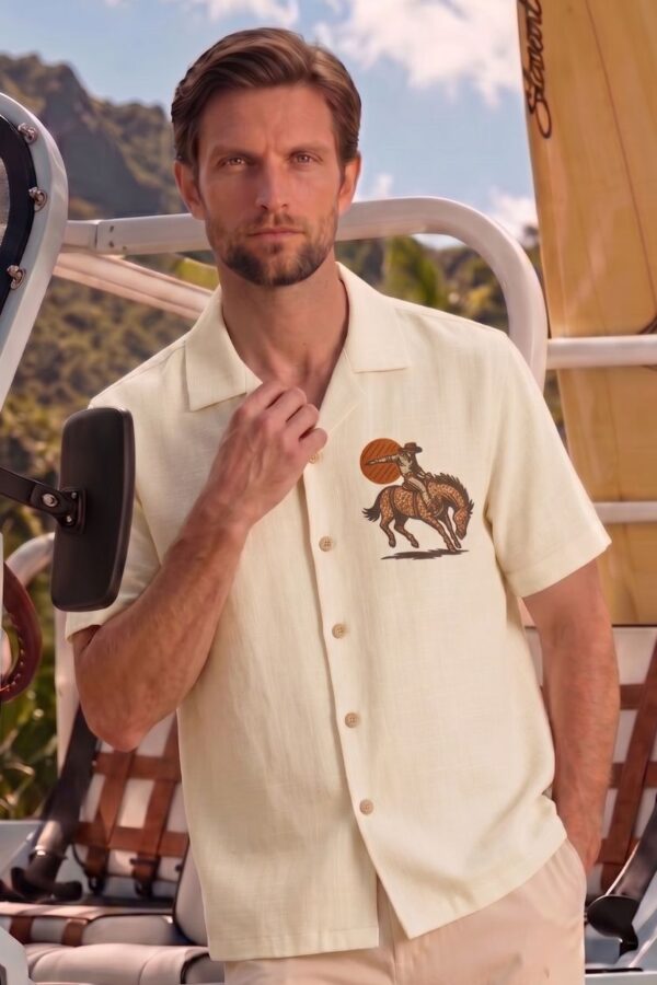 Cowboy Embroidered Shirt for Men