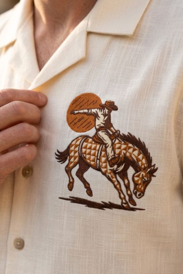 Cowboy Embroidered Shirt for Men