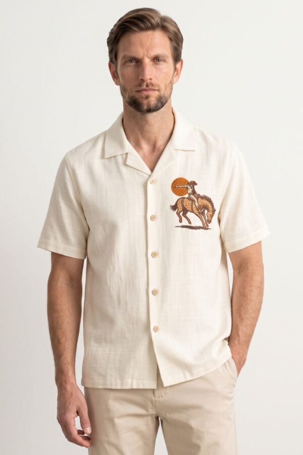 Cowboy Embroidered Shirt for Men