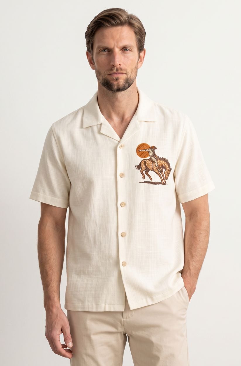 Cowboy Embroidered Shirt for Men