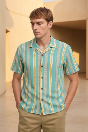 Blue Stripe Shirt Men