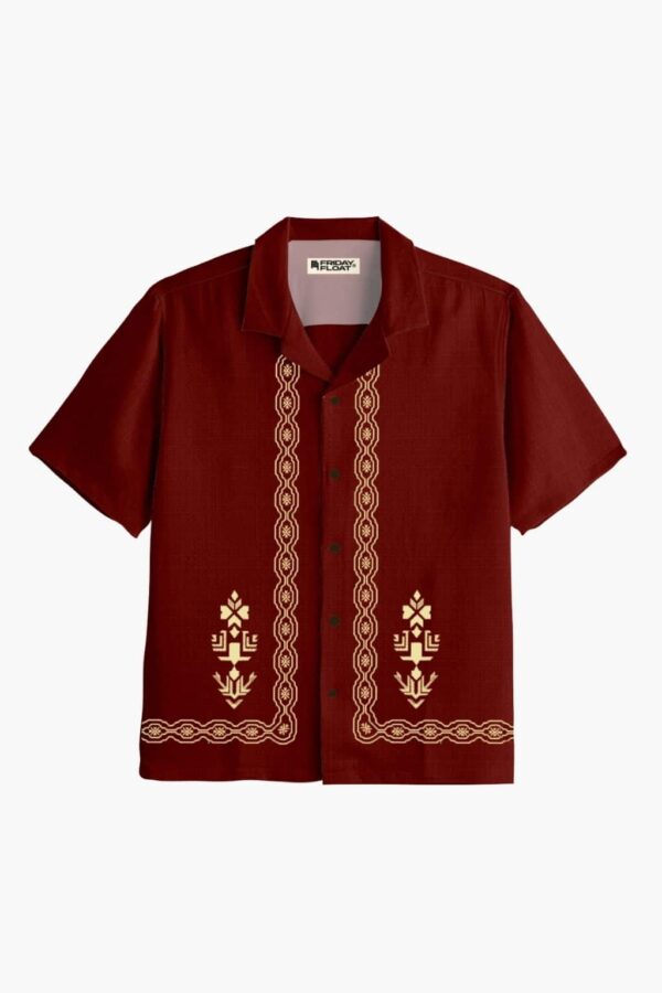 Ethnic Geometric Embroidered Men's Shirt
