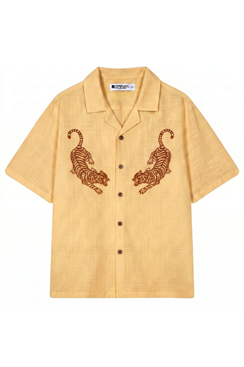 Tiger Embroidery Half Sleeve Shirt for Men - Image 5