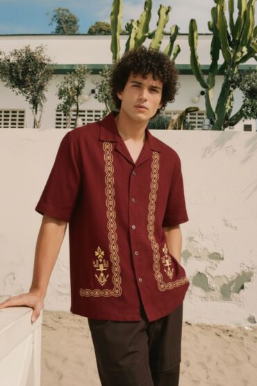 Ethnic Geometric Embroidered Men's Shirt