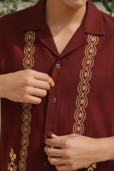 Ethnic Geometric Embroidered Men's Shirt
