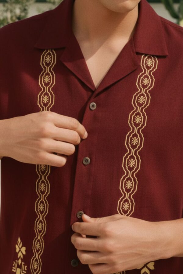 Ethnic Geometric Embroidered Men's Shirt