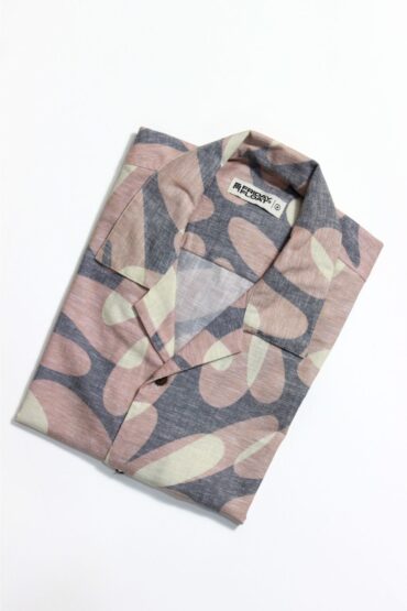 Friday Float Blue and Beige Abstract Cuban Collar Shirt