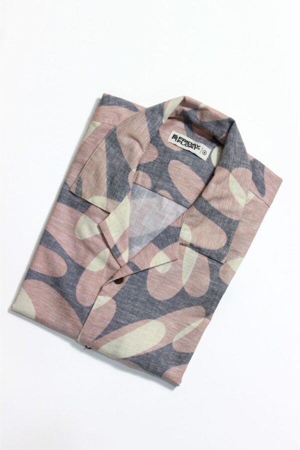 Friday Float Blue and Beige Abstract Cuban Collar Shirt