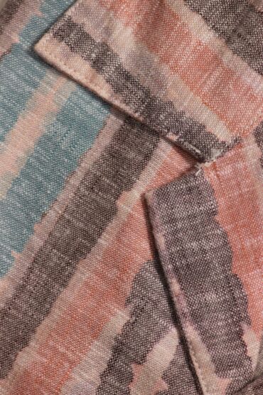 Earthy Rugged Finish Striped Cuban Collar Shirt