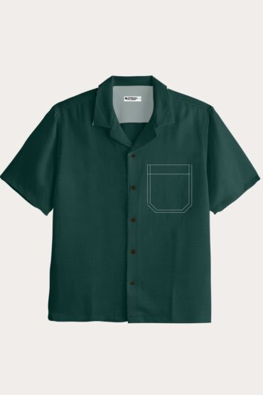 Forest Green Linen Cuban Collar Shirt