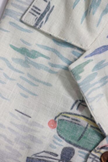 Vintage Boat Print Cuban Collar Shirt