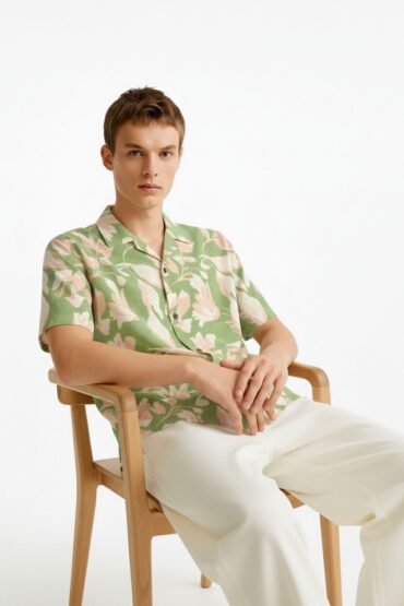 Friday Float Green Floral Cuban Collar Shirt