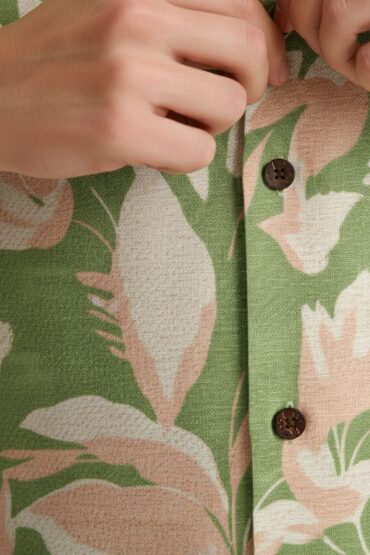 Friday Float Green Floral Cuban Collar Shirt