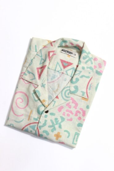 Pastel Abstract Geometric Cuban Collar Shirt