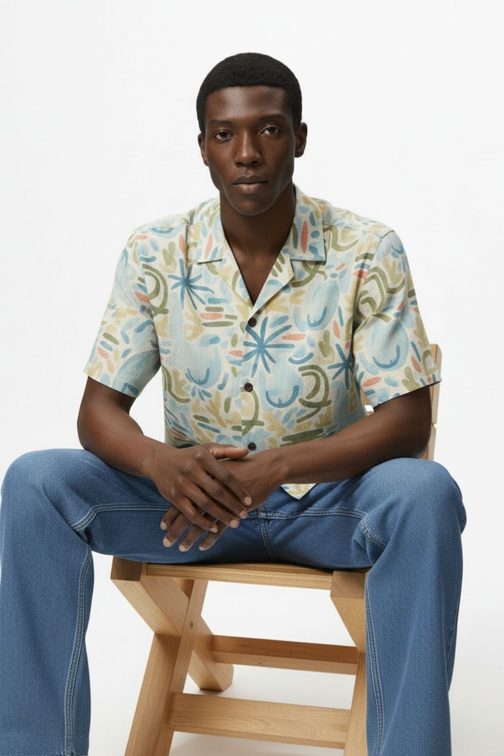 Colorful Abstract Cuban Collar Shirt - Image 2