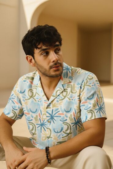 Colorful Abstract Cuban Collar Shirt