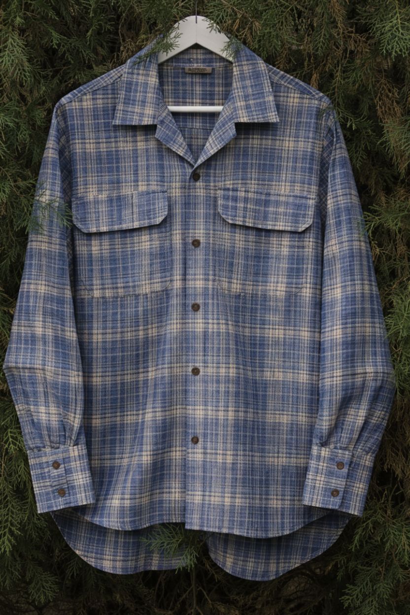 Khadi Textured Blue Full Sleeves Cuban Shirt Men - Image 4