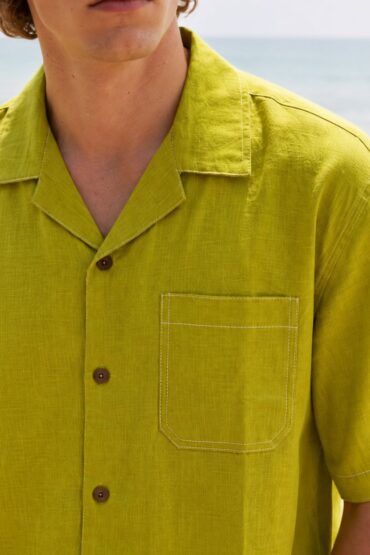 Mint Green Camp Collar Shirt for Men
