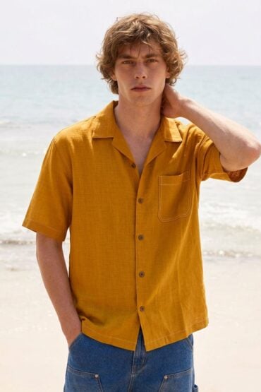 Half Sleeve Brown Relaxed Fit Cuban Collar Shirt